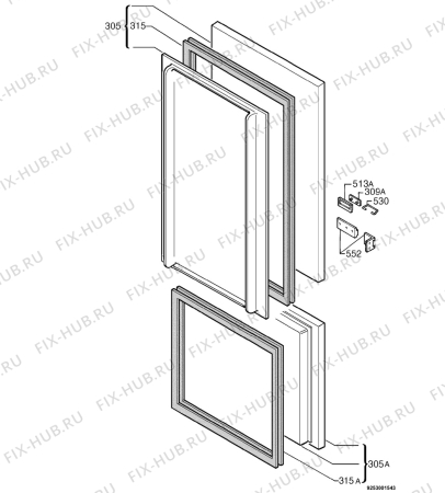 Взрыв-схема холодильника Rex FI320DB - Схема узла Door 003